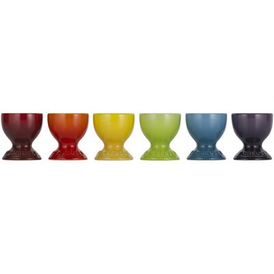 LE CREUSET Stoneware Rainbow Egg Cups, Set of 6, Cherry, Volcanic, SoleiLitre, P LE CREUSET Stoneware Rainbow Egg Cups, Set of 6, Cherry, Volcanic, SoleiLitre, P