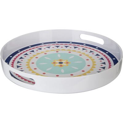 Premier Housewares Easily Gripped Bazaar Tray, Scratch Resistant Round Tray, Floral Outdoor Tray, L Premier Housewares Easily Gripped Bazaar Tray, Scratch Resistant Round Tray, Floral Outdoor Tray, L