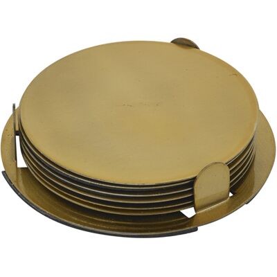 URBN Living (Brass Gold) 7 Pcs 9cm Round Circle Brush Metal Drinks Coaster URBN Living (Brass Gold) 7 Pcs 9cm Round Circle Brush Metal Drinks Coaster