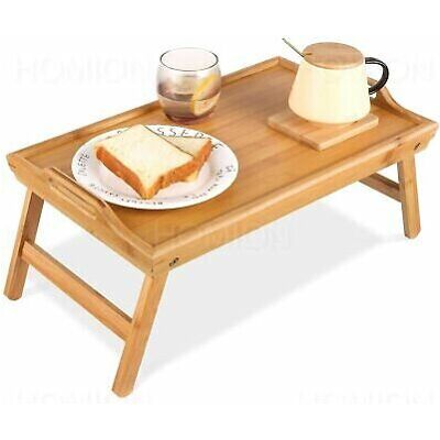 HOMION Bamboo Wooden Bed Tray With Folding Legs Breakfast Serving Table Mate HOMION Bamboo Wooden Bed Tray With Folding Legs Breakfast Serving Table Mate