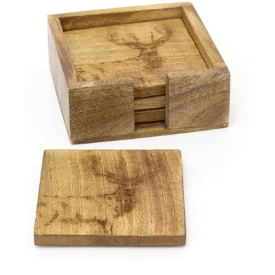 Carousel Set Of 4 Mango Wood Majestic Stag Coasters 4 Piece Rustic Deer Coasters With H Carousel Set Of 4 Mango Wood Majestic Stag Coasters 4 Piece Rustic Deer Coasters With H
