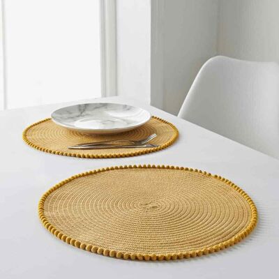dylex (Set of 8, Ochre) Set Of 4/8 Table Place Mats Blush Pink Grey Ochre Yellow Round dylex (Set of 8, Ochre) Set Of 4/8 Table Place Mats Blush Pink Grey Ochre Yellow Round