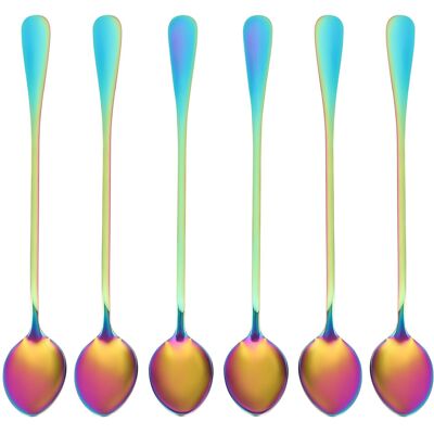 Tlily Coffee Teaspoons, 6 Rainbow Color Coffee Spoon Long-Handle Ice Cream Desert Spoo Tlily Coffee Teaspoons, 6 Rainbow Color Coffee Spoon Long-Handle Ice Cream Desert Spoo