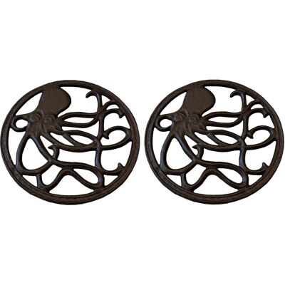 Selections Cast Iron Round Octopus Themed Table Trivet (Pack of 2) Selections Cast Iron Round Octopus Themed Table Trivet (Pack of 2)