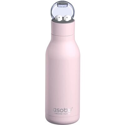 Asobu Earphone H2 Audio Insulated Water Bottle Stainless Steel Pink Asobu Earphone H2 Audio Insulated Water Bottle Stainless Steel Pink