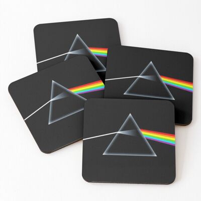 WHIBOS Leather Coasters Pink Floyd - Dark Side Of The Moon Set of 4 / 4 x 4 inch WHIBOS Leather Coasters Pink Floyd - Dark Side Of The Moon Set of 4 / 4 x 4 inch