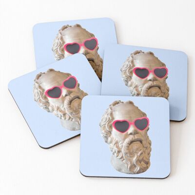 WHIBOS Leather Coasters Sunglasses Socrates Set of 4 / 4 x 4 inch WHIBOS Leather Coasters Sunglasses Socrates Set of 4 / 4 x 4 inch