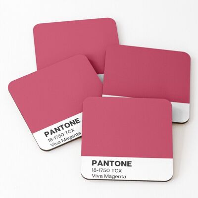 WHIBOS Leather Coasters Pantone Viva Magenta Set of 4 / 4 x 4 inch WHIBOS Leather Coasters Pantone Viva Magenta Set of 4 / 4 x 4 inch