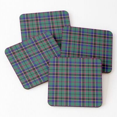 WHIBOS Leather Coasters Clan Stevenson Tartan Set of 4 / 4 x 4 inch WHIBOS Leather Coasters Clan Stevenson Tartan Set of 4 / 4 x 4 inch