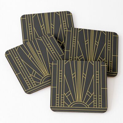 WHIBOS Leather Coasters Art Deco Design Set of 4 / 4 x 4 inch WHIBOS Leather Coasters Art Deco Design Set of 4 / 4 x 4 inch