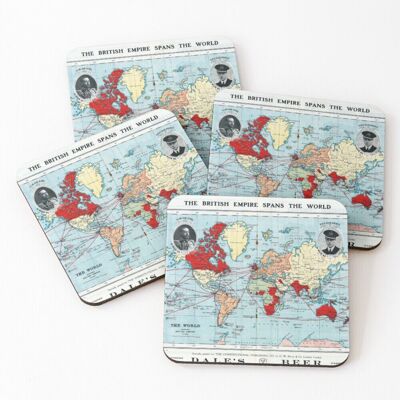WHIBOS Leather Coasters Vintage The British Empire Spans the World Map Set of 4 / 4 x 4 WHIBOS Leather Coasters Vintage The British Empire Spans the World Map Set of 4 / 4 x 4