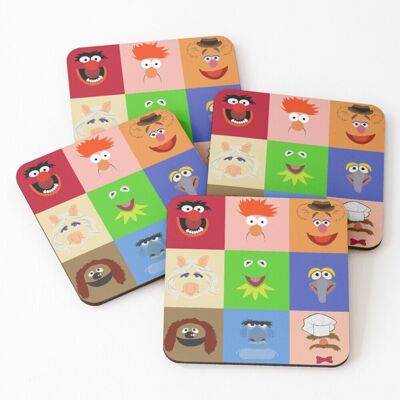 WHIBOS Leather Coasters Muppets Set of 4 / 4 x 4 inch WHIBOS Leather Coasters Muppets Set of 4 / 4 x 4 inch
