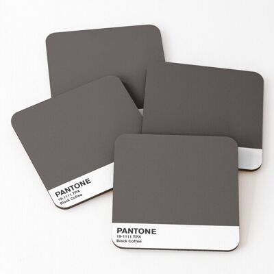 WHIBOS Leather Coasters Black Coffee Pantone Set of 4 / 4 x 4 inch WHIBOS Leather Coasters Black Coffee Pantone Set of 4 / 4 x 4 inch