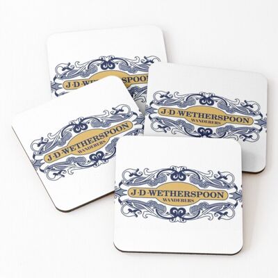 WHIBOS Leather Coasters Wetherspoon Wanderers Shirt Set of 4 / 4 x 4 inch WHIBOS Leather Coasters Wetherspoon Wanderers Shirt Set of 4 / 4 x 4 inch