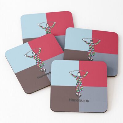 WHIBOS Leather Coasters Harlequins rugby Set of 4 / 4 x 4 inch WHIBOS Leather Coasters Harlequins rugby Set of 4 / 4 x 4 inch