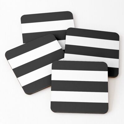 WHIBOS Leather Coasters Black and White Striped Set of 4 / 4 x 4 inch WHIBOS Leather Coasters Black and White Striped Set of 4 / 4 x 4 inch