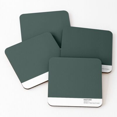 WHIBOS Leather Coasters PANTONE 5535c British Racing Green Set of 4 / 4 x 4 inch WHIBOS Leather Coasters PANTONE 5535c British Racing Green Set of 4 / 4 x 4 inch