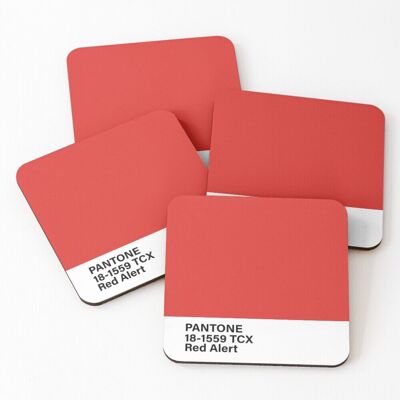 WHIBOS Leather Coasters PANTONE 18-1559 TCX Red Alert Set of 4 / 4 x 4 inch WHIBOS Leather Coasters PANTONE 18-1559 TCX Red Alert Set of 4 / 4 x 4 inch