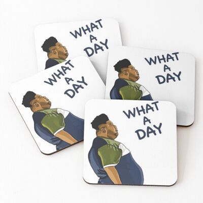 WHIBOS Leather Coasters WHAT A DAY Set of 4 / 4 x 4 inch WHIBOS Leather Coasters WHAT A DAY Set of 4 / 4 x 4 inch