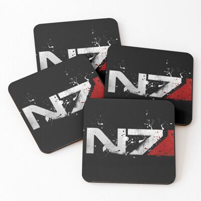 WHIBOS Leather Coasters Mass Effect Distressed N7 Set of 4 / 4 x 4 inch WHIBOS Leather Coasters Mass Effect Distressed N7 Set of 4 / 4 x 4 inch