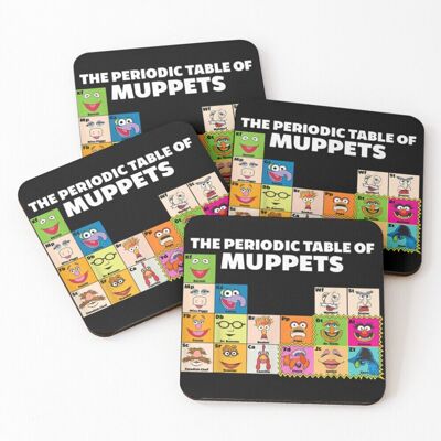 WHIBOS Leather Coasters The Muppets Periodic Table Of The Muppets Set of 4 / 4 x 4 inch WHIBOS Leather Coasters The Muppets Periodic Table Of The Muppets Set of 4 / 4 x 4 inch