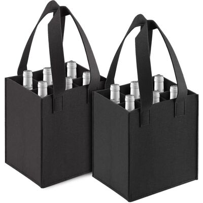 Unbranded 2pcs Bottle Tote 6 Compartment Felt Wine Bag Unbranded 2pcs Bottle Tote 6 Compartment Felt Wine Bag