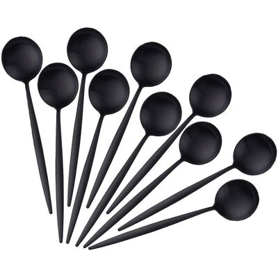 Unbranded Espresso Coffee Spoons 12 Cm/4.8 Inch Small Round Dessert Spoon Black Set Of 10 Unbranded Espresso Coffee Spoons 12 Cm/4.8 Inch Small Round Dessert Spoon Black Set Of 10