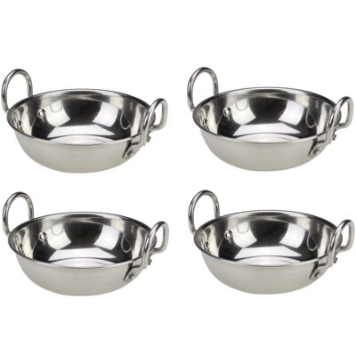 GK Global Kitchen (15.5cm /6.2" - 4pc) CATERING STAINLESS STEEL BALTI DISH WITH HANDLES GK Global Kitchen (15.5cm /6.2" - 4pc) CATERING STAINLESS STEEL BALTI DISH WITH HANDLES