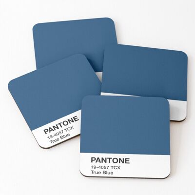 WHIBOS Pantone True Blue Leather Coasters - Set of 4, 4x4 inches, Non-Slip, Protective WHIBOS Pantone True Blue Leather Coasters - Set of 4, 4x4 inches, Non-Slip, Protective