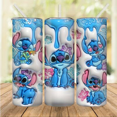 BGHONE (OZ0627) Cartoon Tumbler With Lid And Straw, 20oz Stitch Stainless Steel Water B BGHONE (OZ0627) Cartoon Tumbler With Lid And Straw, 20oz Stitch Stainless Steel Water B
