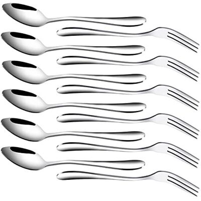 RETON - Dessert Forks Spoons - Stainless Steel - 12 Pcs - Cutlery Set RETON - Dessert Forks Spoons - Stainless Steel - 12 Pcs - Cutlery Set