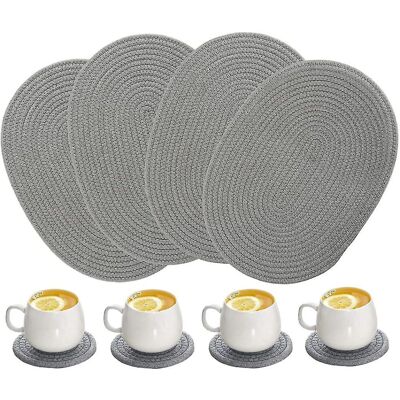 Unbranded 4 Pack Oval Woven Placemats 12 X 16 Inch Weavn Cotton Placemats With 4 Pack Roun Unbranded 4 Pack Oval Woven Placemats 12 X 16 Inch Weavn Cotton Placemats With 4 Pack Roun
