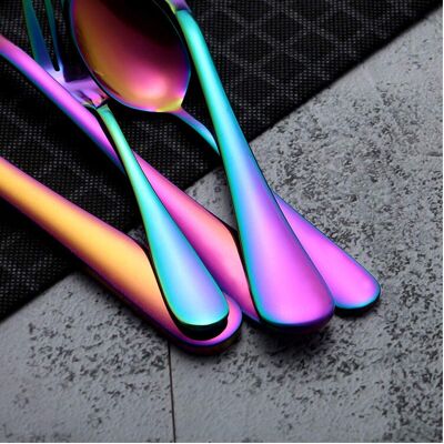 STOYOTU (32pcs Rainbow) Cutlery Sets Fork for Dining Dishwasher Safe Stainless Steel Chr STOYOTU (32pcs Rainbow) Cutlery Sets Fork for Dining Dishwasher Safe Stainless Steel Chr
