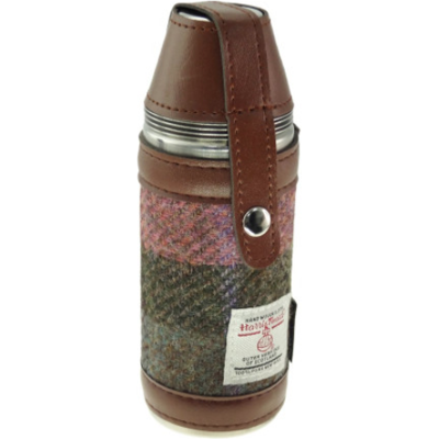 Glen Appin of Scotland Green & Rose Pink Harris Tweed 8oz Hunting Flask with 4 Stainless Steel Tot Cups Glen Appin of Scotland Green & Rose Pink Harris Tweed 8oz Hunting Flask with 4 Stainless Steel Tot Cups
