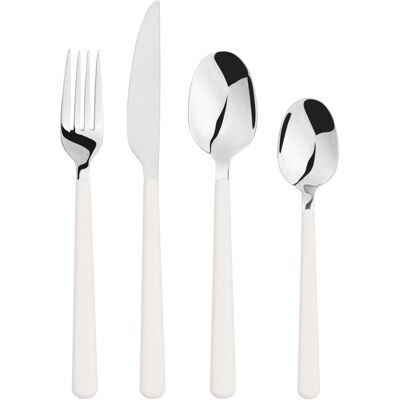 Glim & Glam (16pc set) Cutlery Sets Stainless Steel White ABS Handle Glim & Glam (16pc set) Cutlery Sets Stainless Steel White ABS Handle