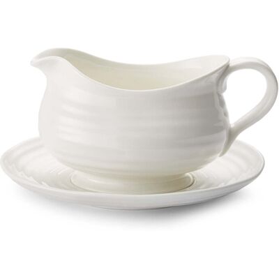 Portmeirion Sophie Conran White Gravy Boat and Stand 24 Oz Sauce Boat for Gravy Portmeirion Sophie Conran White Gravy Boat and Stand 24 Oz Sauce Boat for Gravy