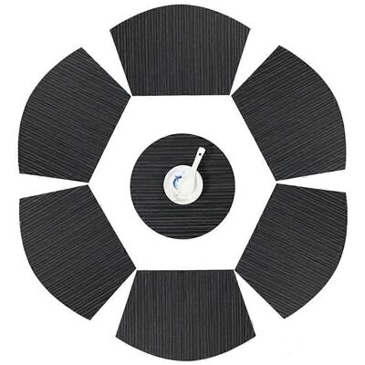 LUCKY STEP (Black, One size) Round Table Placemats Wedge Shaped Place Mat with Centerpiece LUCKY STEP (Black, One size) Round Table Placemats Wedge Shaped Place Mat with Centerpiece