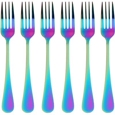 Tlily Rainbow Color Stainless Steel Fork Set - 6Pcs, 20cm, Dishwasher Safe Tableware Tlily Rainbow Color Stainless Steel Fork Set - 6Pcs, 20cm, Dishwasher Safe Tableware