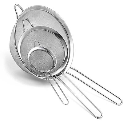 Desirez2Door Sieve/Strainer (Pack of 3) 8cm, 12cm & 18cm Marine-Grade Stainless Steel F Desirez2Door Sieve/Strainer (Pack of 3) 8cm, 12cm & 18cm Marine-Grade Stainless Steel F