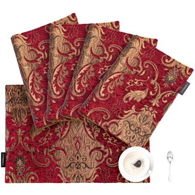 STEEL MILL AND CO. Loom and Mill Luxury Damask Placemats Set of 4 Vintage Jacquard Cheni STEEL MILL AND CO. Loom and Mill Luxury Damask Placemats Set of 4 Vintage Jacquard Cheni