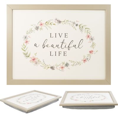 (Live a Beautiful Life) GEEZY Large Wooden Bean Bag Cushioned Lap Tray - 44 x 34 (Live a Beautiful Life) GEEZY Large Wooden Bean Bag Cushioned Lap Tray - 44 x 34