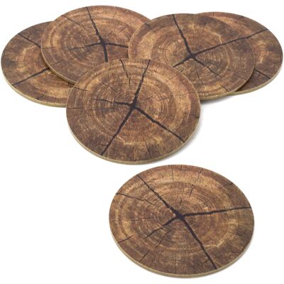 Carousel Set Of 6 Round Tree Trunk Print Coasters Bark Design Cork Backed Coaster Set Carousel Set Of 6 Round Tree Trunk Print Coasters Bark Design Cork Backed Coaster Set