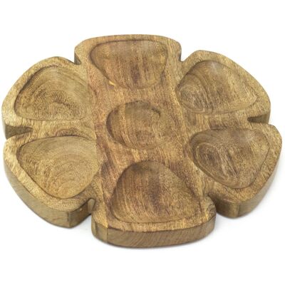 Carousel Round Wooden Snack Tray Dip and Snack Dish 7-section Serving Platter Dip & N Carousel Round Wooden Snack Tray Dip and Snack Dish 7-section Serving Platter Dip & N