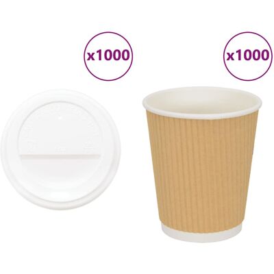 VidaXL Paper Coffee Cups with Lids - 1000 pcs - 8oz - 200ml VidaXL Paper Coffee Cups with Lids - 1000 pcs - 8oz - 200ml