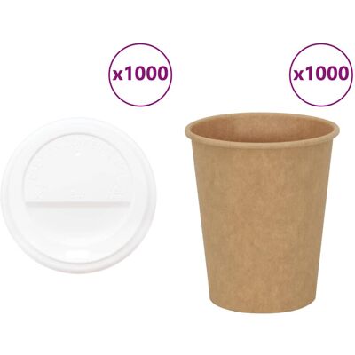 vidaXL Paper Coffee Cups with Lids 8oz - Paper Coffee Cups vidaXL Paper Coffee Cups with Lids 8oz - Paper Coffee Cups