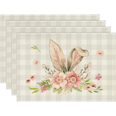 konhill (As show, One size) Artoid Mode Buffalo Plaid Bunny Ear Foot Flower Easter Place konhill (As show, One size) Artoid Mode Buffalo Plaid Bunny Ear Foot Flower Easter Place