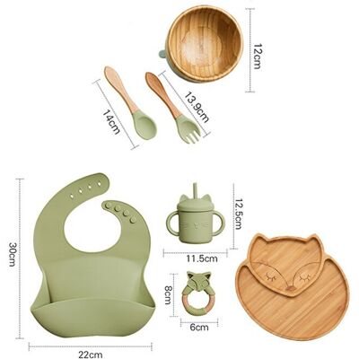 Maxpower (7pcs Green set-02) Wooden Dinner Plate Feeding Supplies Bamboo Baby Tableware S Maxpower (7pcs Green set-02) Wooden Dinner Plate Feeding Supplies Bamboo Baby Tableware S