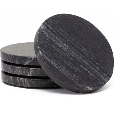Dorstigesteen Thirstystone 4 Pack Natural Black Marble Round Coasters 4.5"" Diameter Dorstigesteen Thirstystone 4 Pack Natural Black Marble Round Coasters 4.5"" Diameter