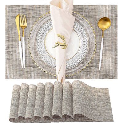 konhill (As show, One size) Dining Table Placemats Caramel Set of 8 Indoor/Outdoor Washa konhill (As show, One size) Dining Table Placemats Caramel Set of 8 Indoor/Outdoor Washa