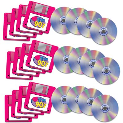 Beistle Co Beistle 24 Piece 1990's Retro Theme CD and Floppy Disk Novelty Drink Coasters fo Beistle Co Beistle 24 Piece 1990's Retro Theme CD and Floppy Disk Novelty Drink Coasters fo